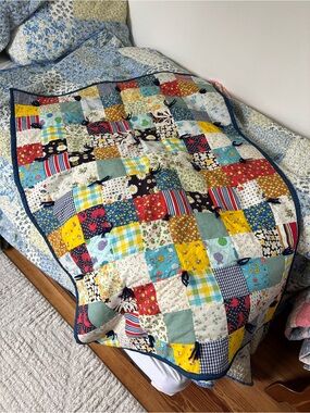 Vintage Patchwork crazy quilt Multi-Color Cotton Quilt Throw